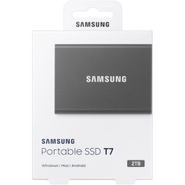 Samsung Portable SSD T7 2TB USB 3.2 Gen2 Tipo C Gris Titanio - NVMe, Lectura 1050MB/s, Escritura 1000MB/s, Aluminio
