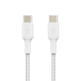 Belkin CAB004BT1MWH Cable Trenzado USB-C a USB-C 1m Blanco, Carga Rápida y Transferencia de Datos