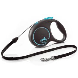 Flexi Correa Retráctil para Perro Black Design S de Cordón, 5 Metros Azul con Carcasa Negra