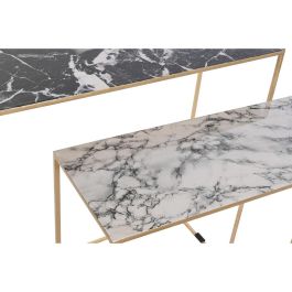 Juego de 2 mesas DKD Home Decor Blanco Negro Dorado 100 x 28 x 80 cm Juego de 2 mesas DKD Home Decor Blanco Negro Dorado 100 x 28 x 80 cm