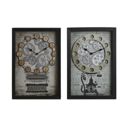 DKD Home Decor Reloj de Pared Vintage Negro Blanco Metal Cristal 27.5 x 40.5 x 6.5 cm (2 Unidades) Precio: 60.5. SKU: B14A3H4V52