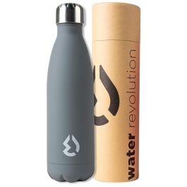 Water Revolution Botella Térmica de Acero Inoxidable Gris 500ml Antigoteo Doble Pared Aislada al Vacío Libre de BPA 24h Frío 12h Caliente