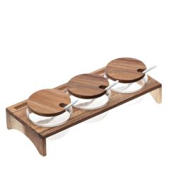 Leone Soporte con 3 Boles y Cucharas Colección Acacia de Madera, Melamina y Cristal Precio: 34.50000037. SKU: B1BCQ8BQWC