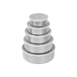 Kinvara Set 5 Fiambreras Acero Inoxidable Plástico PP Medidas 10x10x4 cm a 18.2x18.2x6.3 cm Color Acero Blanco (Set de 12)