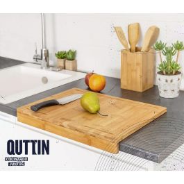 Quttin Tabla de Cortar de Bambú con Borde 35,4 cm x 25,5 cm x 1,2 cm (8 Unidades)