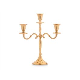 Candelabro 3 Velas Dorado 28 cm - Giftdecor - Aluminio (6 Unidades) Candelabro 3 Velas Dorado 28 cm - Giftdecor - Aluminio (6 Unidades)