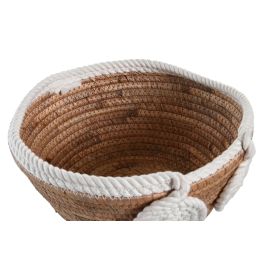 DKD Home Decor Centro de Mesa Boho Natural Blanco Seagrass Cuerda 29 x 29 x 14 cm