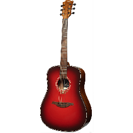 Lag Guitarra Acústica Dreadnought Edición Limitada Red Burst con Tapa de Cedro Rojo Macizo y Aros/Fondo de Caoba, 6 Cuerdas