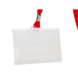 Q-connect KF03303 Identificador con cordon plano rojo y apertura lateral 94x60 mm