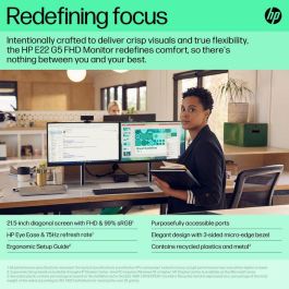 HP E22 G5 Monitor FHD de 22 pulgadas, pantalla Full HD con imágenes nítidas, ergonomía y flexibilidad para oficina y hogar