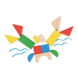 Imaginovo Juego de Construccion de Bloques de Madera Infantil +12 meses 100 Piezas 29x29x3,5cm