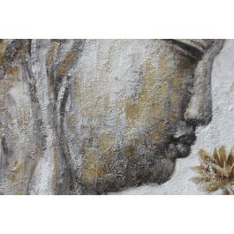 DKD Home Decor Cuadro Oriental Buda Pintado a Mano Lienzo Pino Gris 120x80x2.8 cm (2 Unidades)