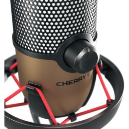 Cherry UM 9.0 PRO RGB - Micrófono de superficie para mesa USB alámbrico, 24 bit/192 kHz, negro/bronce