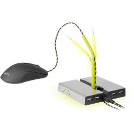 CHERRY Xtrfy B4 Mouse Bungee con LED y Hub USB 2.0 de 4 Puertos