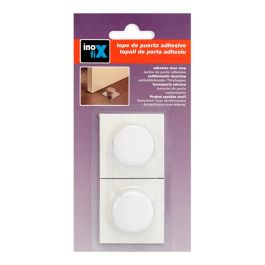 Inofix Tope adhesivo blanco para puertas, PVC con base metálica, blister 2 unid.