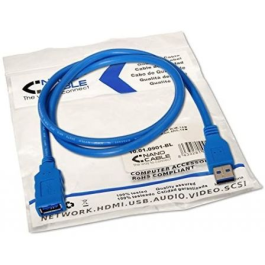 Nanocable 10.01.0901-BL Cable Alargador USB 3.0, Macho a Hembra, 1 metro, Azul, 5 Gbps