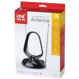 One For All ONE8716184073441 Antena interior amplificada TDT con 15 km de alcance, excelente recepción y filtro 3G/4G/5G/LTE