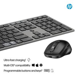 HP Teclado y Ratón Inalámbricos Recargables, Multidispositivo, Negro