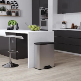 Curver Cubo de basura rectangular DECO BIN 65L Gris metalizado 49 x 29 x 61 cm CUR3253924839967