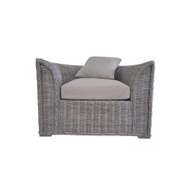 DKD Home Decor Sillón Balines Blanco Ratan Algodón 78 x 68 x 100 cm