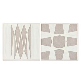 Cuadro Moderno DKD Home Decor Blanco Beige 3 x 80 x 80 cm (2 Unidades)