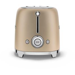 SMEG TSF01CHMEU Tostadora 2 Rebanadas Champagne Plástico Acero Inoxidable con Funciones Descongelar y Recalentar
