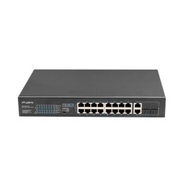 Lanberg RSFE-16P-2C-150 Switch Ethernet Gigabit No Administrado, 18 Puertos RJ-45 con PoE, Montaje en Rack 1U, Negro