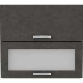 LASSEN Armario alto con 2 puertas basculantes (1 cristal) gris mate - A 80 x P 31,6 x A 72 cm