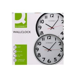 Reloj Q-Connect De Pared Plastico Oficina Redondo 34 cm Marco Blanco