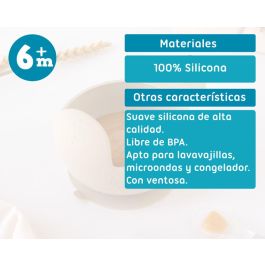 KioKids Cuenco de Silicona Caracol Beige Antideslizante con Ventosa para Bebé +6 Meses Apto Microondas y Lavavajillas
