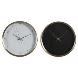 DKD Home Decor Reloj Pared Golden chic Glam Blanco Negro 4.2 x 25.7 x 25.7 cm (2 Unidades)
