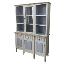 DKD Home Decor Vitrina Mediterraneo Bayona 2023 Blanco Azul Celeste Madera Cristal 44 x 199 x 141.5 cm