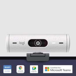 Logitech Brio 500 Webcam 4 MP, 1080p/30 fps, Campo Visual Ajustable, Enfoque Automático, Blanco Crudo