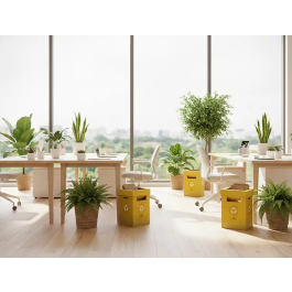 Liderpapel Contenedor Papelera Reciclaje para Envases 70L Amarillo 450x350x650mm Cartón Reciclado