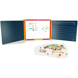 Jeujura Tríptico de Madera Magnético 3 Caras con Tiza y Pizarra, Incluye Portalápices y Accesorios Precio: 56.50000015. SKU: S7163524