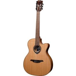 Lag HV10-N-ACE Guitarra Clásica Nylon Hyvibe H2 Auditorium A/E Cutaway Cedro Rojo Macizo