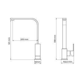 Edm Grifo Monomando de Cocina Caño Alto Getaria Cromado | Cuerpo de Latón con Mando de Zinc | Cartucho Cerámico