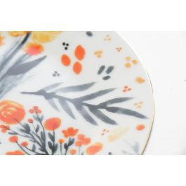 DKD Home Decor Plato de Porcelana Shabby Flores Multicolor Azul 19 cm (12 Unidades) Apto Microondas y Lavavajillas