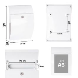 Arregui Buzón Exterior Individual Galán S (A5) Acero Galvanizado Blanco 21x7.5x29 cm | Apertura Vertical con 2 Llaves