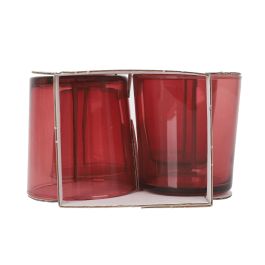 LAV Set de 4 Vasos Pinta, 340 ml, Color Rojo, 8.5 cm de Diámetro x 9 cm de Altura, Vidrio (6 Cajas)