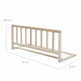 ROBA Barandilla de Cama 90 cm - Protección Anticaída Segura para Bebés y Niños - De 18 Meses a 5 Años - Fácil Montaje - Madera Natural