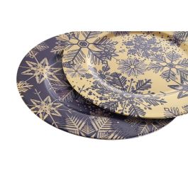 DKD Home Decor Centro Mesa Navidad Tradicional Azul Dorado 33 x 2 x 33 cm (12 Unidades)