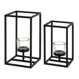 Set de Portavelas Negro Cristal Hierro 14 x 14 x 25 cm (2 Unidades) Precio: 25.7900005. SKU: B1J7T4EMLQ