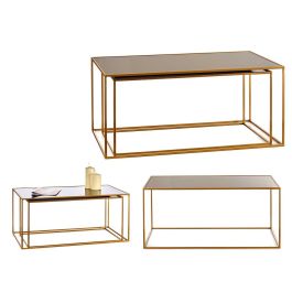 Set 2 Mesas Rectangulares Negro Oro Giftdecor 55x40x90 cm - Cristal y Metal Precio: 153.49999984. SKU: S3609691