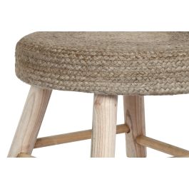 DKD Home Decor Reposapiés Urban, Estilo Yute y Eucalipto, Color Marrón Natural, Dimensiones 50x50x30 cm, Altura de Asiento 35 cm