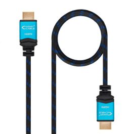 NANO CABLE 10.15.3702 Cable HDMI V2.0 Macho-Macho 2m 4K Negro Nylon Alta Velocidad 18 Gbps
