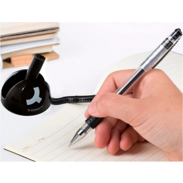 Q-connect Boligrafo Extensible con Cadena, Soporte Adhesivo y Tinta Azul, Punta 1 mm
