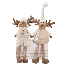 DKD Home Decor Figura Navidad Reno Poliester Alpina Blanco Beige 55 cm Alto (4 Unidades) Precio: 74.50000008. SKU: B12RN4ALLD