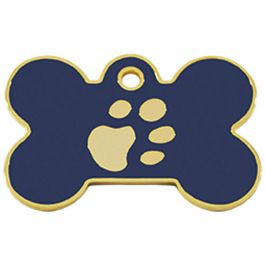 Placa identificativa para collar Imarc Bone Azul Dorado