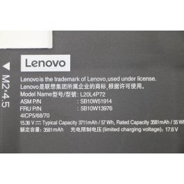 Lenovo Internal lithium-ion battery, 4-cell design, 57Wh capacity, 15.36V output, compatible with select Lenovo laptops. Lenovo Internal lithium-ion battery, 4-cell design, 57Wh capacity, 15.36V output, compatible with select Lenovo laptops.